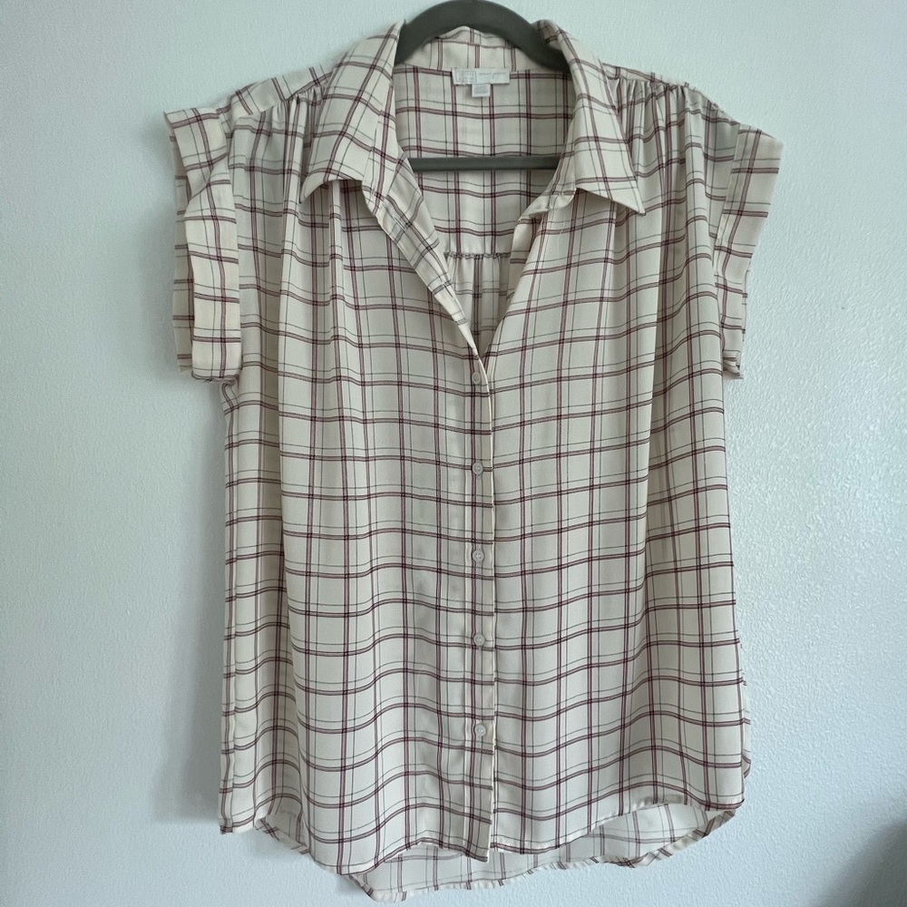 14th & Union Plaid viscose button-down shirt size S